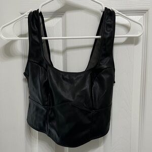 Colsie Black Faux Leather Tank Top